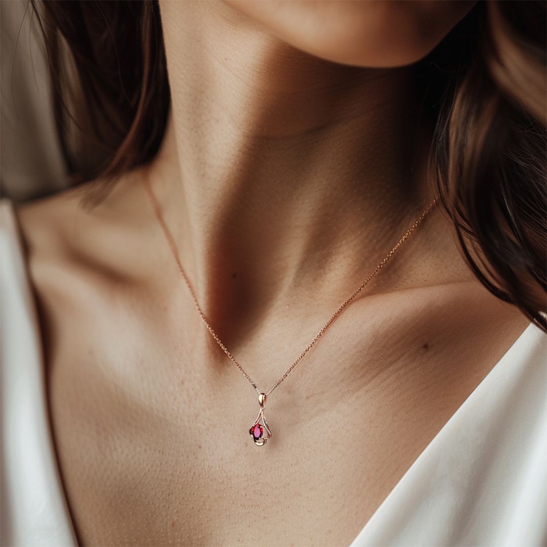 ¡𝐋𝐀 𝐉𝐎𝐘𝐀 𝐃𝐄𝐋 𝐋𝐔𝐉𝐎! Collar colgante de cristal rojo con forma de gota de agua y rubí para mujer - ¡𝐄𝐋 𝐑𝐄𝐆𝐀𝐋𝐎 𝐃𝐄𝐋 𝐋𝐔𝐉𝐎! ❤️