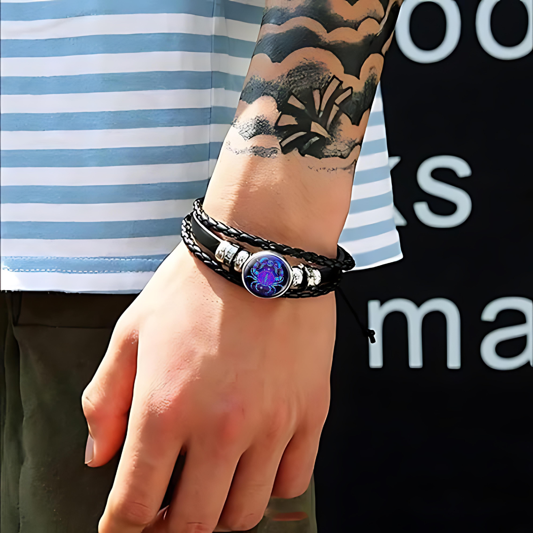 ¡𝐌𝐎𝐃𝐀 𝐔𝐍𝐈𝐂𝐀! Pulsera de Cuero Tejido Multicapa con Encanto de Constelaciones del Zodiaco para Hombres y Mujeres 🌌