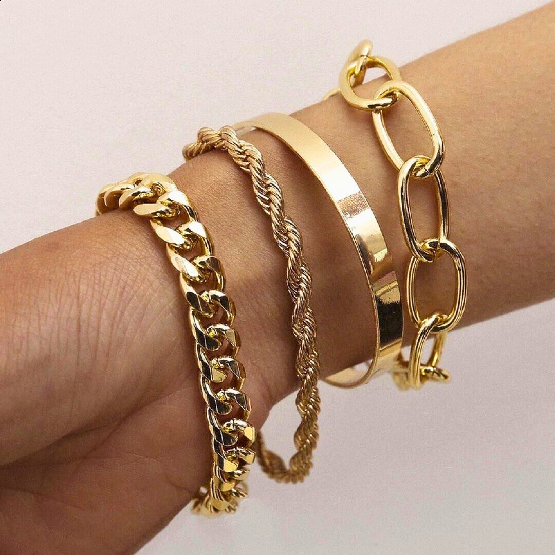 Kit de pulseras (4 piezas) - chapadas en oro ✨ - Ajustables