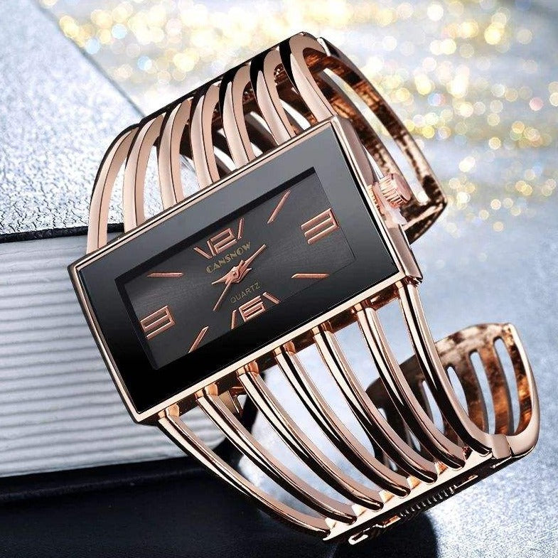 Reloj pulsera para mujer chapado en oro rosa - ajustable