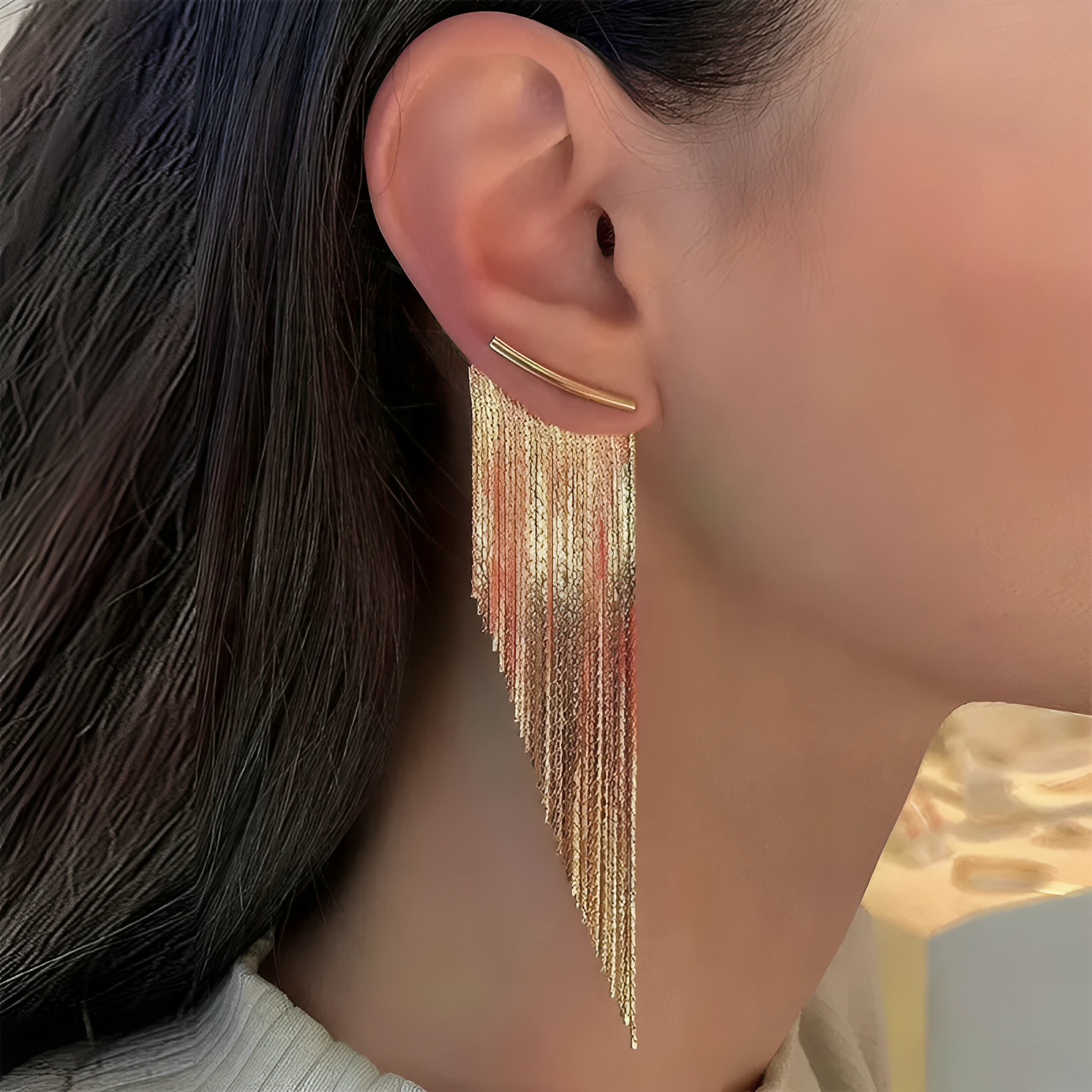 Aretes de flecos enchapados en oro 18K - ¡𝗘𝘀𝘁𝗶𝗹𝗼 𝗿𝗲𝗳𝗶𝗻𝗮𝗱𝗼! 👑