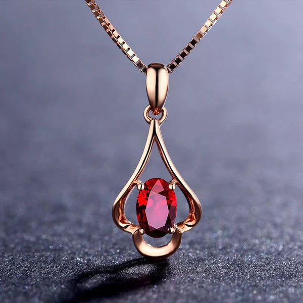 ¡𝐋𝐀 𝐉𝐎𝐘𝐀 𝐃𝐄𝐋 𝐋𝐔𝐉𝐎! Collar colgante de cristal rojo con forma de gota de agua y rubí para mujer - ¡𝐄𝐋 𝐑𝐄𝐆𝐀𝐋𝐎 𝐃𝐄𝐋 𝐋𝐔𝐉𝐎! ❤️