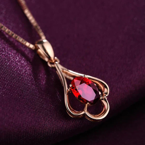 ¡𝐋𝐀 𝐉𝐎𝐘𝐀 𝐃𝐄𝐋 𝐋𝐔𝐉𝐎! Collar colgante de cristal rojo con forma de gota de agua y rubí para mujer - ¡𝐄𝐋 𝐑𝐄𝐆𝐀𝐋𝐎 𝐃𝐄𝐋 𝐋𝐔𝐉𝐎! ❤️