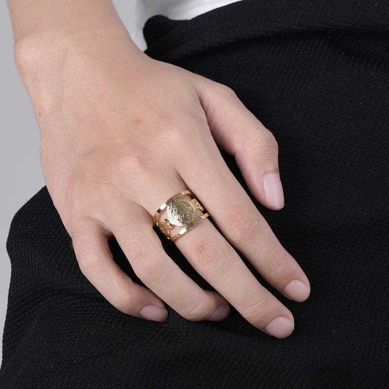 ¡𝑬𝑫𝑰𝑪𝑰𝑶𝑵 𝑳𝑰𝑴𝑰𝑻𝑨𝑫𝑨! Anillo de San Benito chapado en oro - Joyería Católica de 𝑺𝒂𝒏 𝑩𝒆𝒏𝒊𝒕𝒐 para Hombres y Mujeres 🙏