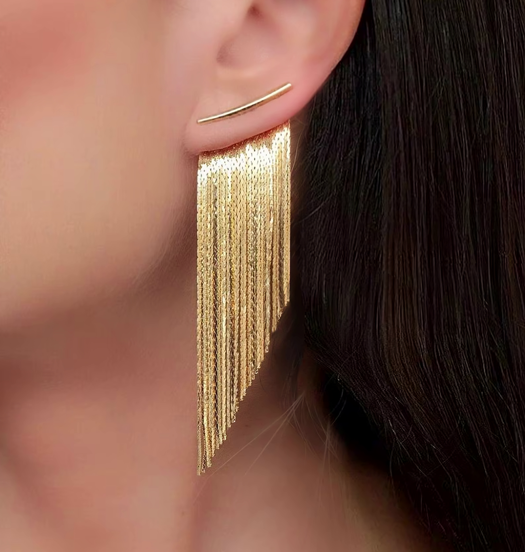 Aretes de flecos enchapados en oro 18K - ¡𝗘𝘀𝘁𝗶𝗹𝗼 𝗿𝗲𝗳𝗶𝗻𝗮𝗱𝗼! 👑