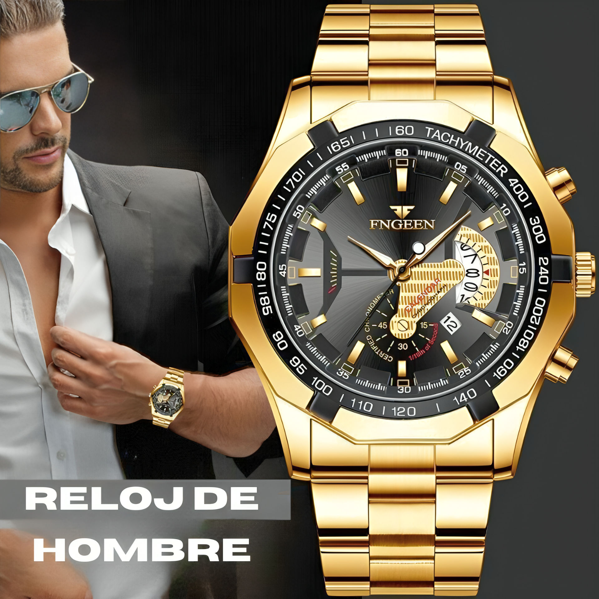 Reloj clásico chapado en oro 18K